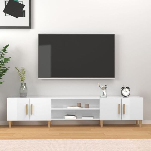 vidaXL TV-skåp vit högglans 180x31,5x40 cm konstruerat trä Vit