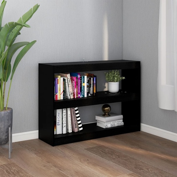 vidaXL Bokhylla/Rumsavdelare svart 100x30x71,5 cm massiv furu Svart