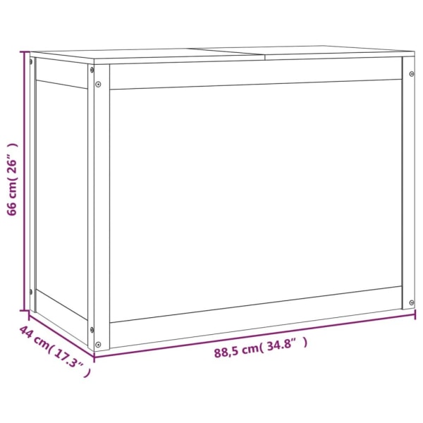 vidaXL Tvättkorg svart 88,5x44x66 cm massiv furu Svart