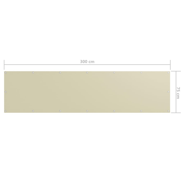 vidaXL Balkongskärm gräddvit 75x300 cm oxfordtyg Creme