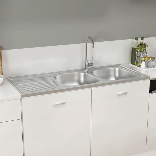 vidaXL Dubbla diskhoar silver 1200x500x155 mm rostfritt stål Silver