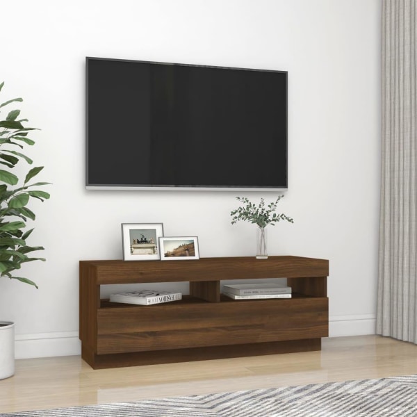 vidaXL Tv-bänk med LED-belysning brun ek 100x35x40 cm Brun