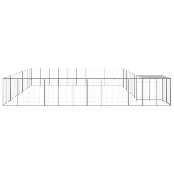 vidaXL Hundgård silver 31,46 m² stål Silver
