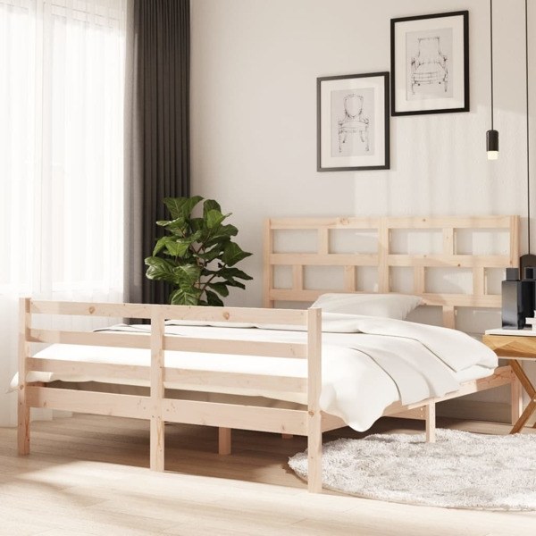 vidaXL Sängram massivt trä 150x200 cm Brun