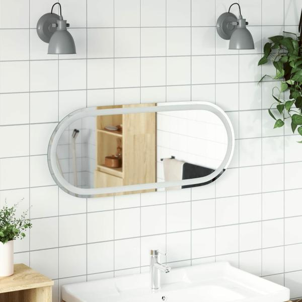 vidaXL Badrumsspegel LED 80x35 cm oval Transparent