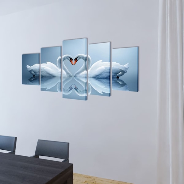 vidaXL Uppsättning väggbonader på duk: svan 200 x 100 cm multifärg