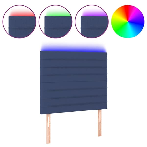 vidaXL Sänggavel LED blå 100x5x118/128 cm tyg Blå