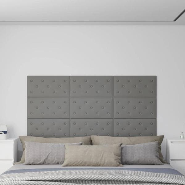 vidaXL Väggpaneler 12 st grå 60x30 cm konstläder 2,16 m² Grå