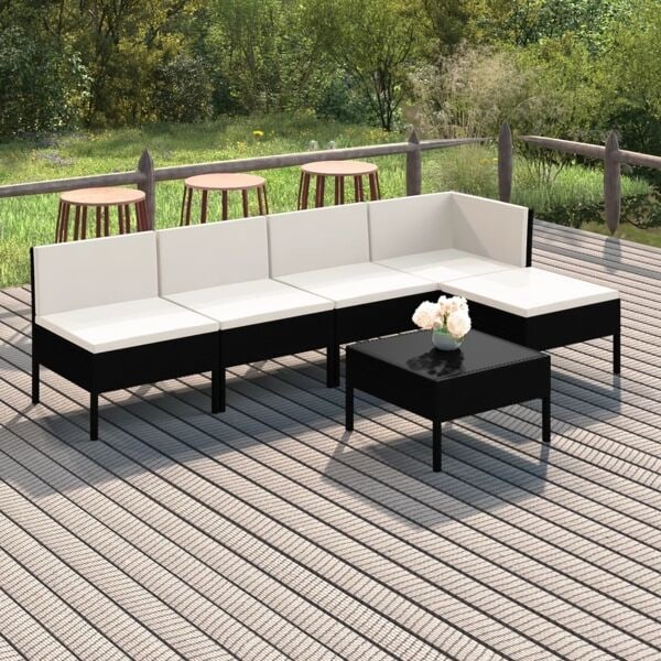 vidaXL Loungegrupp med dynor 6 delar svart konstrotting Svart