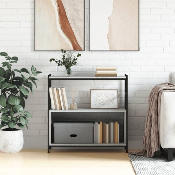 vidaXL Bokhylla grå sonoma 80x30x78,5 cm konstruerat trä och järn Grå