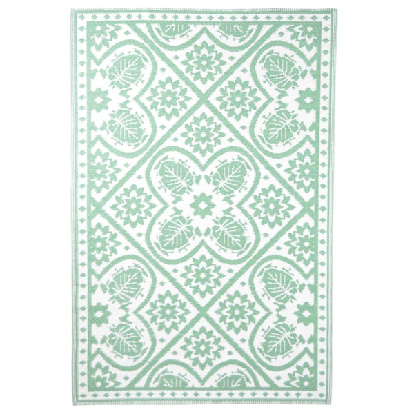 Esschert Design Utomhusmatta 182x122 cm kakel grön och vit Grön