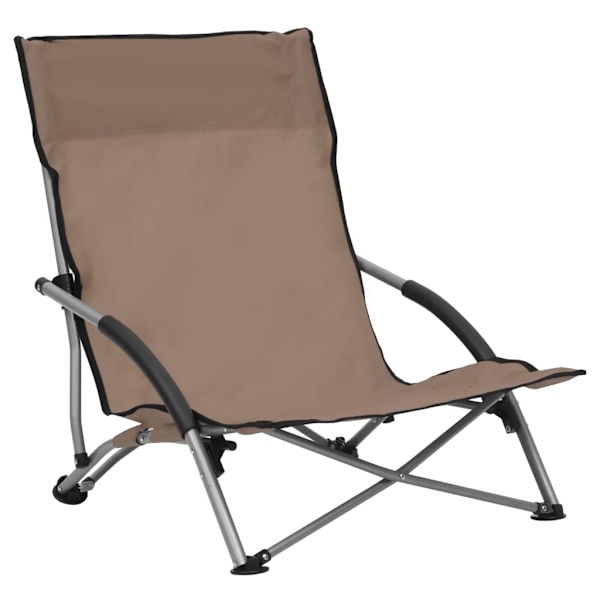 vidaXL Hopfällbara strandstolar 2 st taupe tyg Taupe