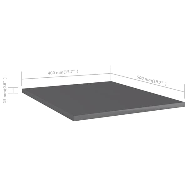 vidaXL Hyllplan 8 st grå högglans 40x50x1,5 cm konstruerat trä grå