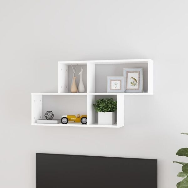 vidaXL Vägghylla vit 100x18x53 cm konstruerat trä Vit