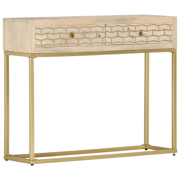 vidaXL Avlastningsbord guld 90x30x75 cm massivt mangoträ Guld