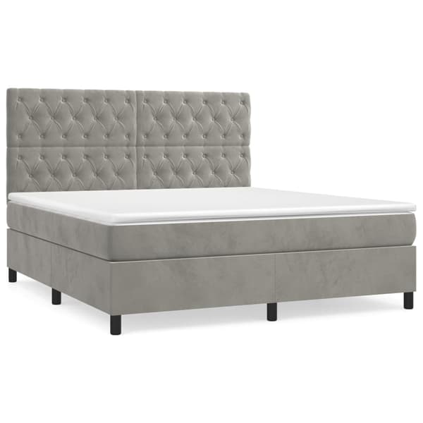 vidaXL Ramsäng med madrass ljusgrå 160x200 cm sammet Grå