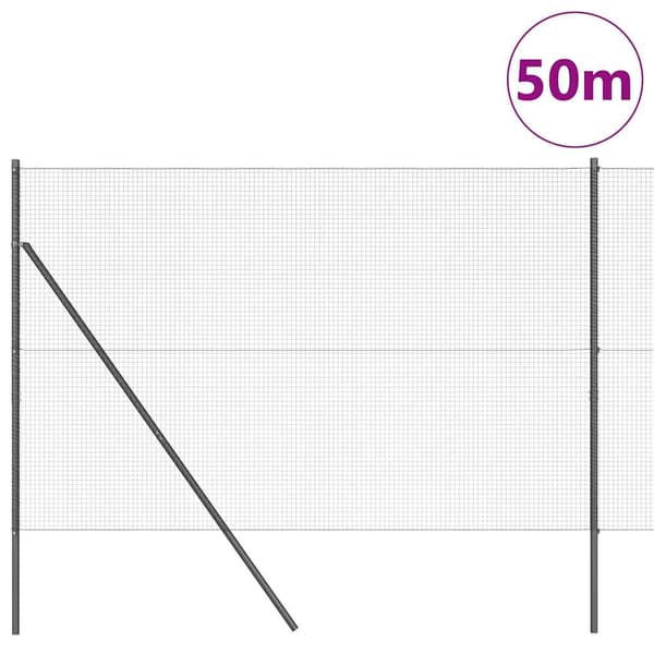 vidaXL Utomhus Svetsat Trådstängsel Markfäste 50 x 1,4 m Grå Mesh Grå