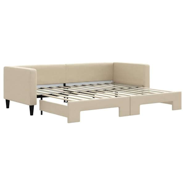 vidaXL Dagbädd utdragbar gräddvit 80x200 cm tyg Kräm