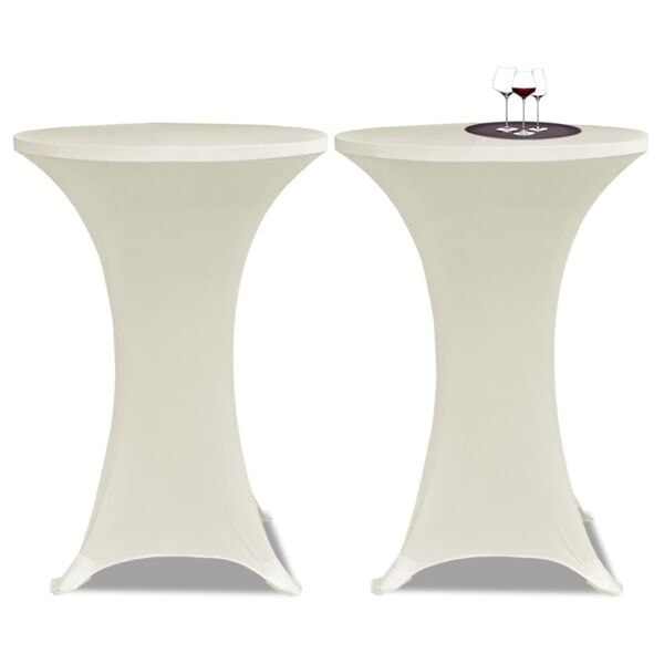 vidaXL Överdrag till ståbord 2 st Ø 60 cm stretch gräddvit Creme