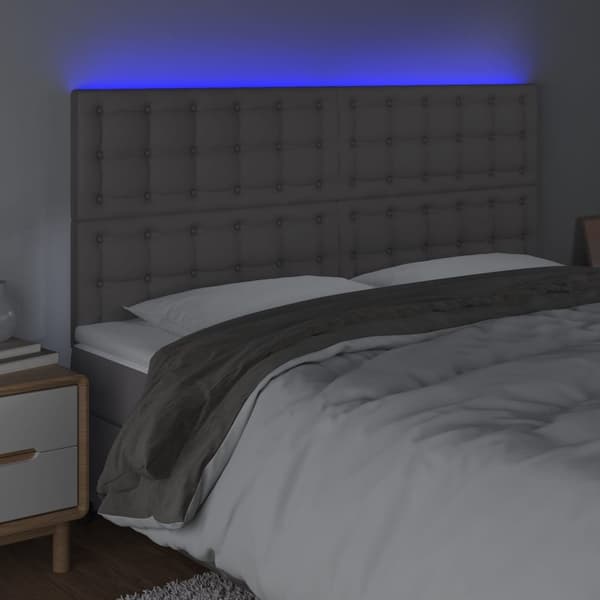 vidaXL Sänggavel LED grå 160x5x118/128 cm konstläder Grå