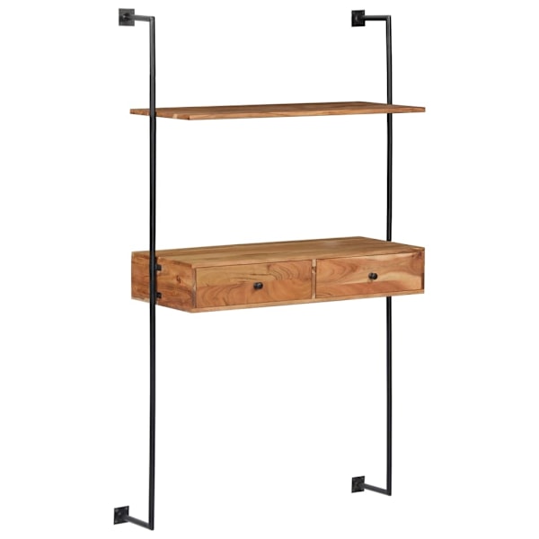 vidaXL Väggmonterat skrivbord 90x40x170 cm massivt akaciaträ Brun