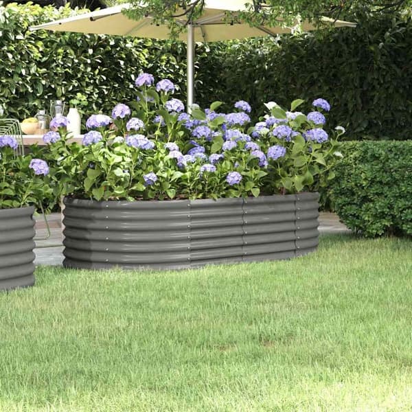 vidaXL Odlingslåda galvaniserat stål 152x80x36 cm grå Grå