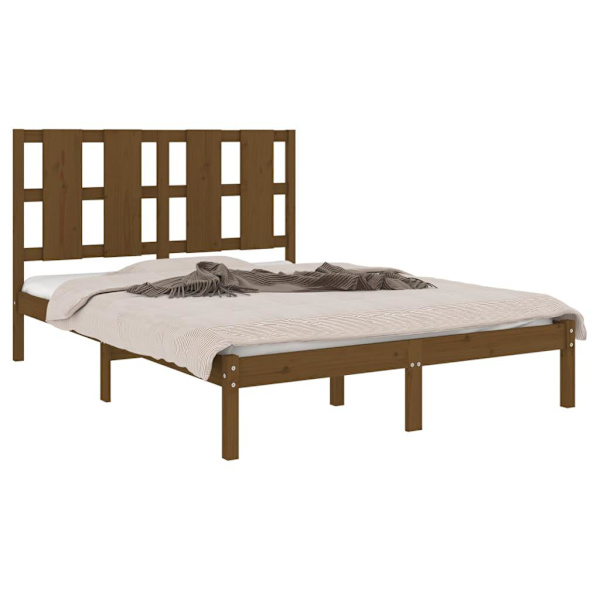 vidaXL Sängram honungsbrun massiv furu 120x200 cm Brun