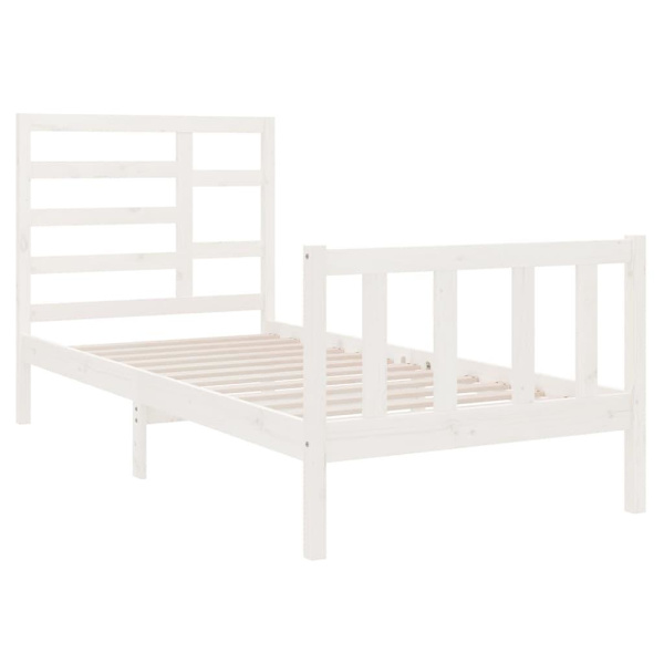 vidaXL Sängram vit massivt trä 90x190 cm Vit