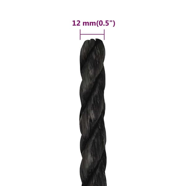 vidaXL Rep svart 12 mm 50 m polypropen