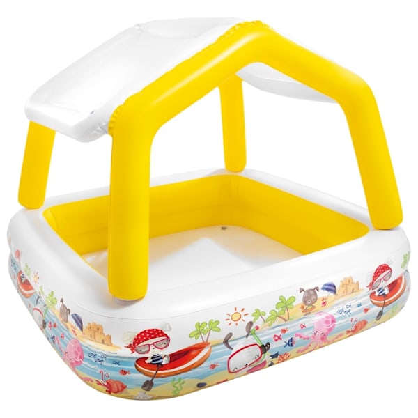 INTEX Uppblåsbar pool med solskydd 157x157x122 cm Flerfärgsdesign