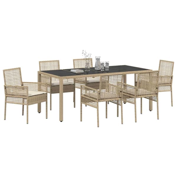 vidaXL Trädgårdsmöbelset 7 st Beige konstrotting Beige