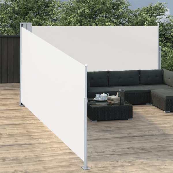 vidaXL Infällbar sidomarkis gräddvit 170x1000 cm Creme