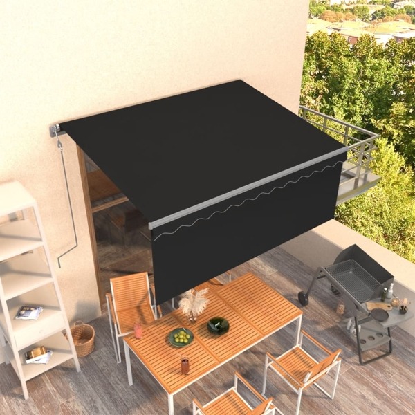 vidaXL Automatisk markis med rullgardin 3,5x2,5 m antracit Antracit