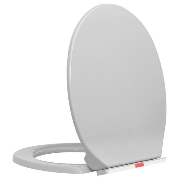 vidaXL Toalettsits mjuk stängning snabbfäste ljusgrå oval grå