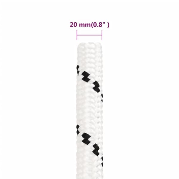 vidaXL Rep vit 20 mm 25 m polyester Vit