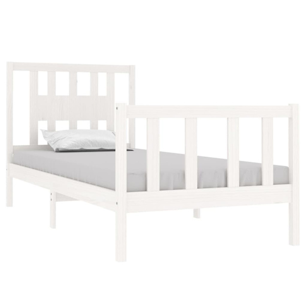 vidaXL Sängram vit massivt trä 90x190 cm Vit