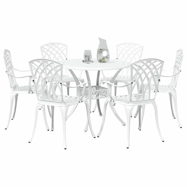 vidaXL Trädgårdsmöbelset 7 pcs Vit Aluminium Vit