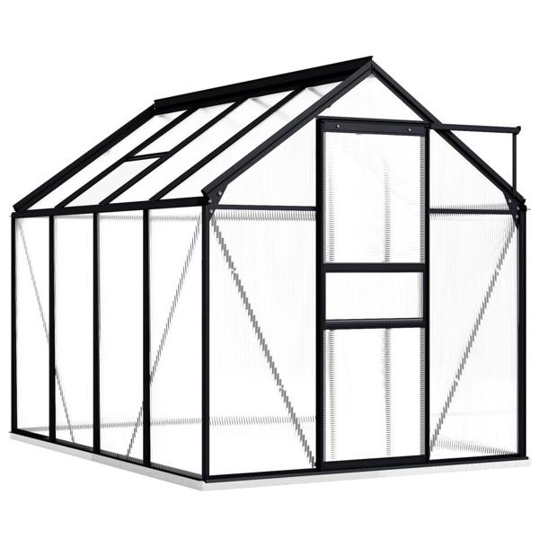 vidaXL Växthus med basram antracit aluminium 4,75 m² Antracit