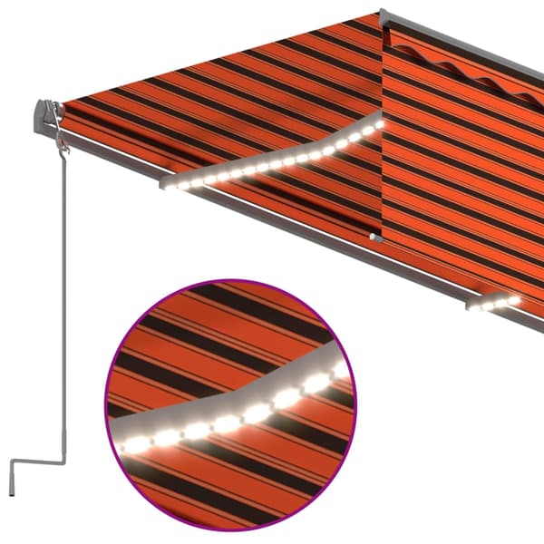 vidaXL Automatisk markis rullgardin vindsensor LED 3,5x2,5m Orange