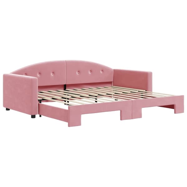 vidaXL Dagbädd utdragbar rosa 90x200 cm sammet Rosa