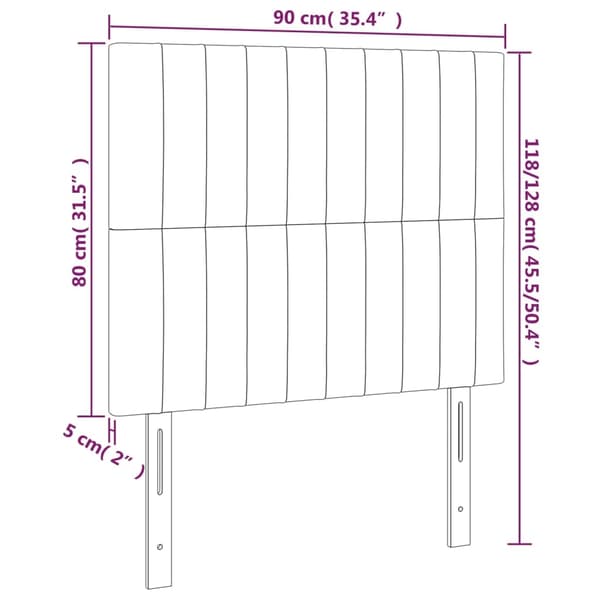 vidaXL Sänggavel LED ljusgrå 90x5x118/128 cm sammet Grå
