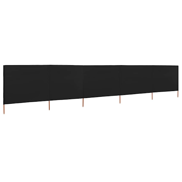 vidaXL Vindskydd 5 paneler tyg 600x80 cm svart Svart