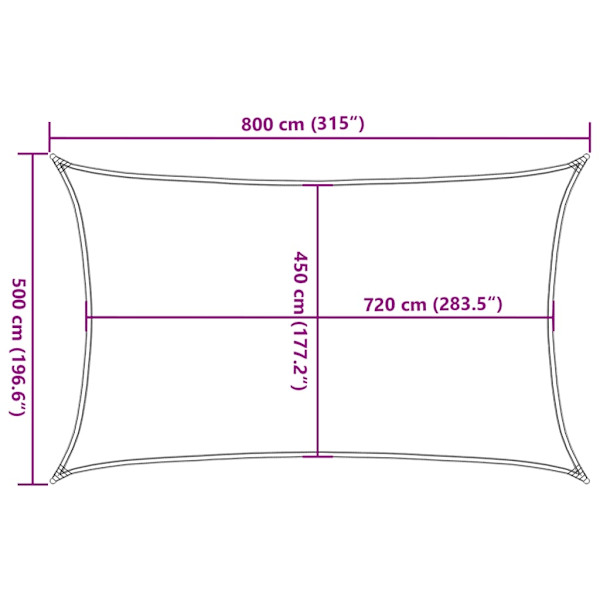 vidaXL Solsegel 160 g/m² gräddvit 5x8 m HDPE Creme
