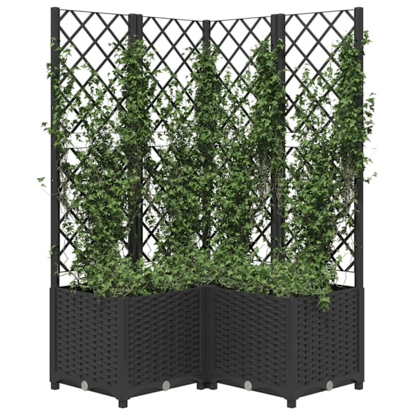vidaXL Odlingslåda med spaljé svart 80x80x136 cm PP Svart