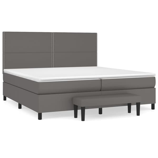 vidaXL Ramsäng med madrass grå 200x200 cm konstläder Grå