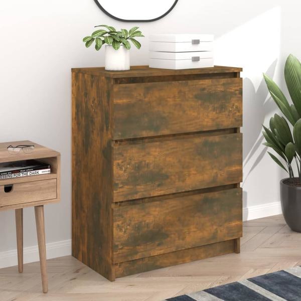 vidaXL Byrå rökfärgad ek 60x35x76 cm konstruerat trä Brun
