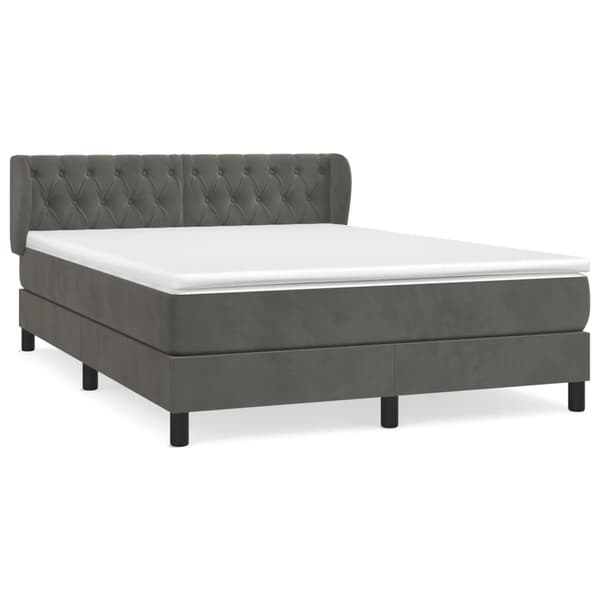 vidaXL Ramsäng med madrass mörkgrå 140x190 cm sammet Grå
