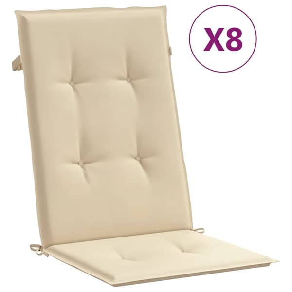 vidaXL Fällbara fåtöljer med dynor, 8 st, massivt trä, teak Brun