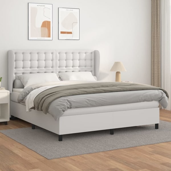 vidaXL Ramsäng med madrass vit 180x200 cm konstläder Vit