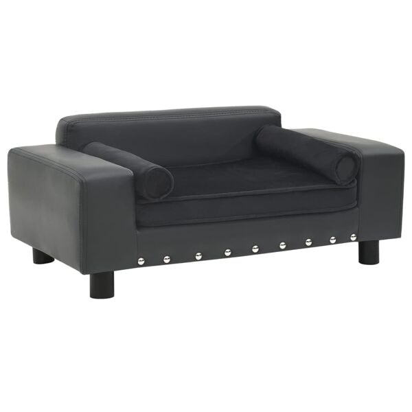 vidaXL Hundsoffa mörkgrå 81x43x31 cm plysch och konstläder grå